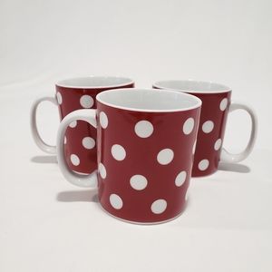 Pottery Barn Chloe Red Polka Dot Mugs